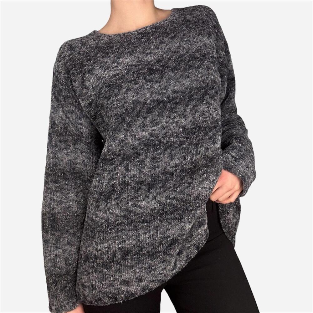 Grey oversized 90s pullover sweater- medium